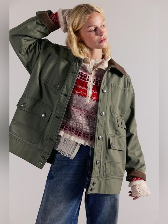 Free People Jackets & Blazers - Free People We The Free Sweet Talk Flannel-Lined Barn Coat